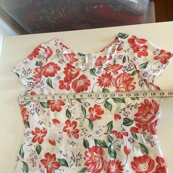 Vintage 90's Sheer White Floral Midi Dress with Back Tie Size Medium - Picture 11 of 12